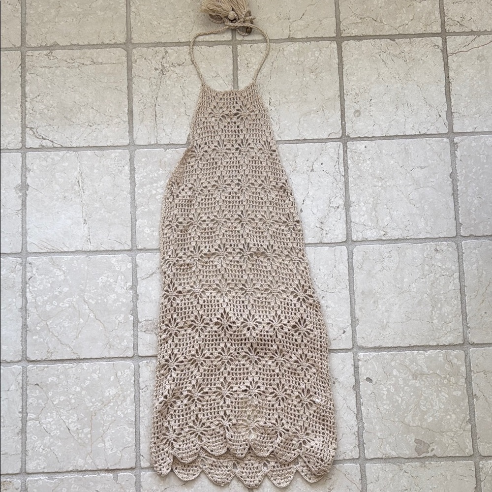 Tularosa Light Tan Crochet Dress